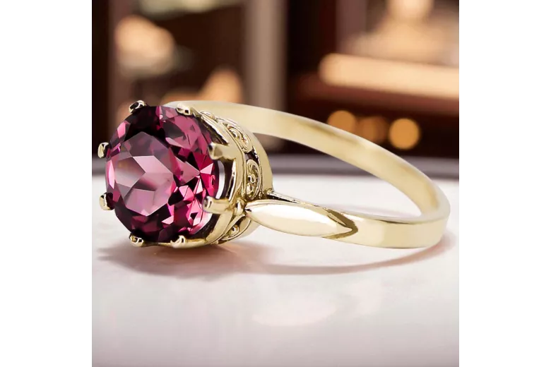 Vintage Pierścionek Rubin 14k żółte złoto vrc366y